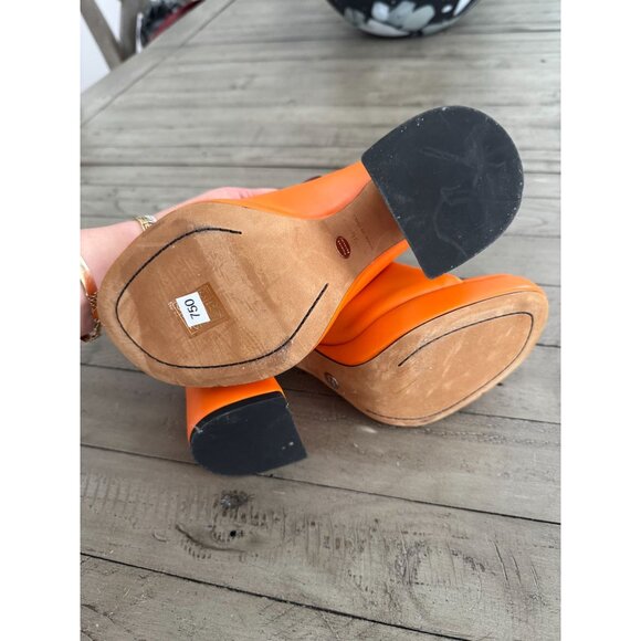 PROENZA SCHOULER Forma 110mm Platform Sandals Orange Leather Mules Size 36 - Picture 10 of 10